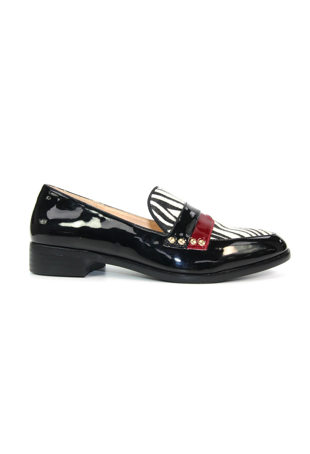 Lunar Black Loafer with Zebra Print