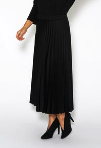 Zapara Black Midi Pleated Skirt