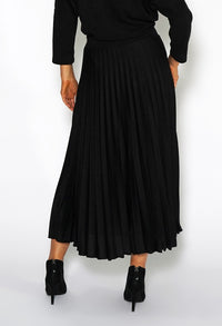 Zapara Black Midi Pleated Skirt