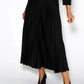 Zapara Black Midi Pleated Skirt