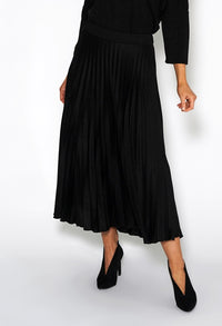 Zapara Black Midi Pleated Skirt