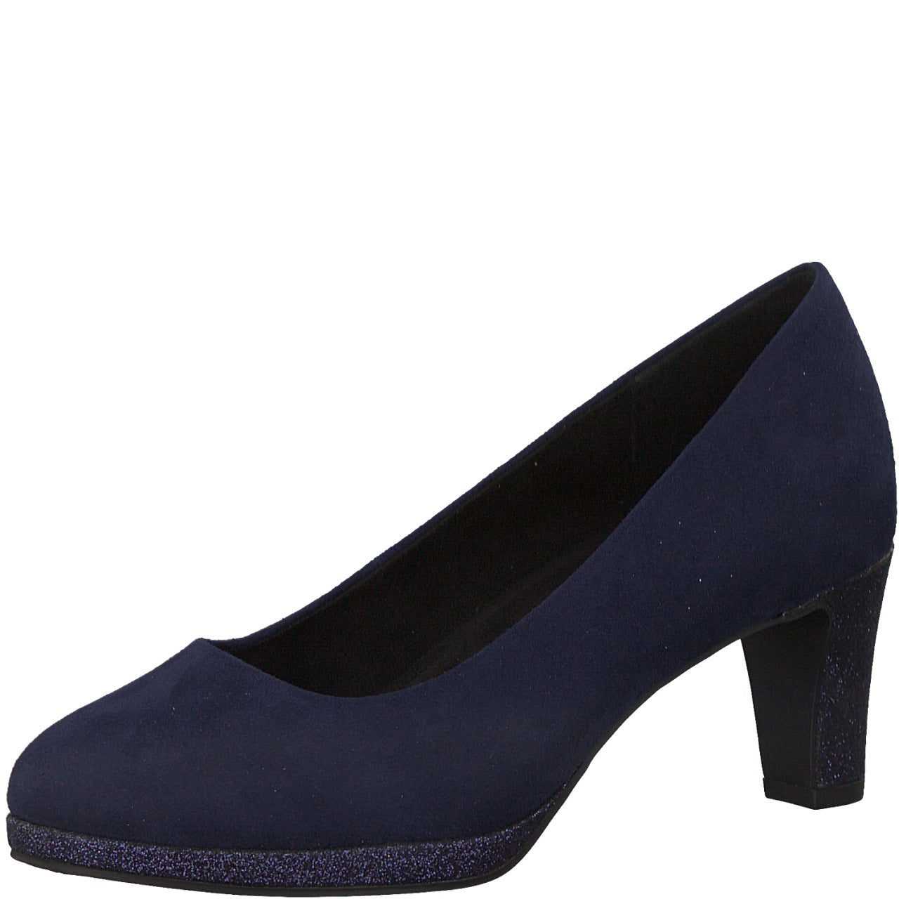 Navy Faux Suede Court Shoe