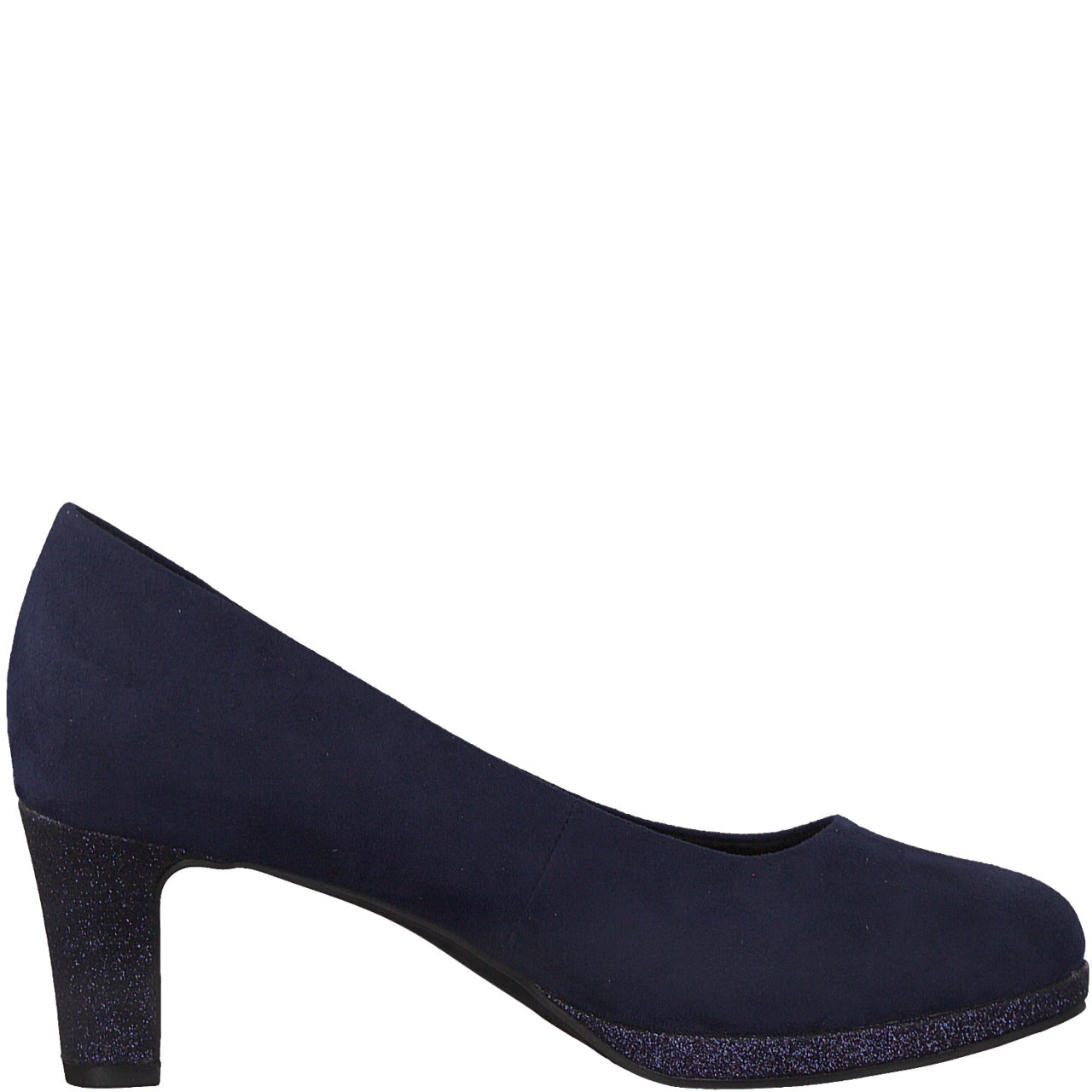 Navy Faux Suede Court Shoe