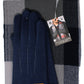 Navy Men's Wool Gloves and Scarf Set