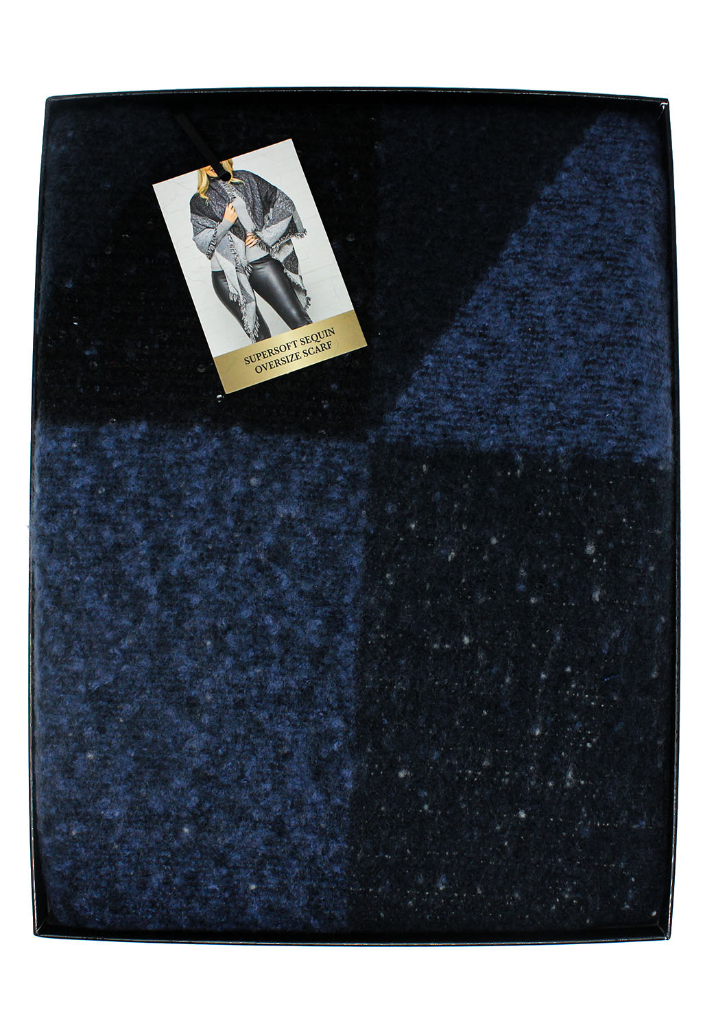 Navy Super Soft Sequin Oversize Scarf