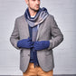 Navy Men's Wool Gloves and Scarf Set