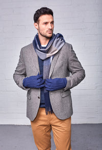 Navy Men's Wool Gloves and Scarf Set