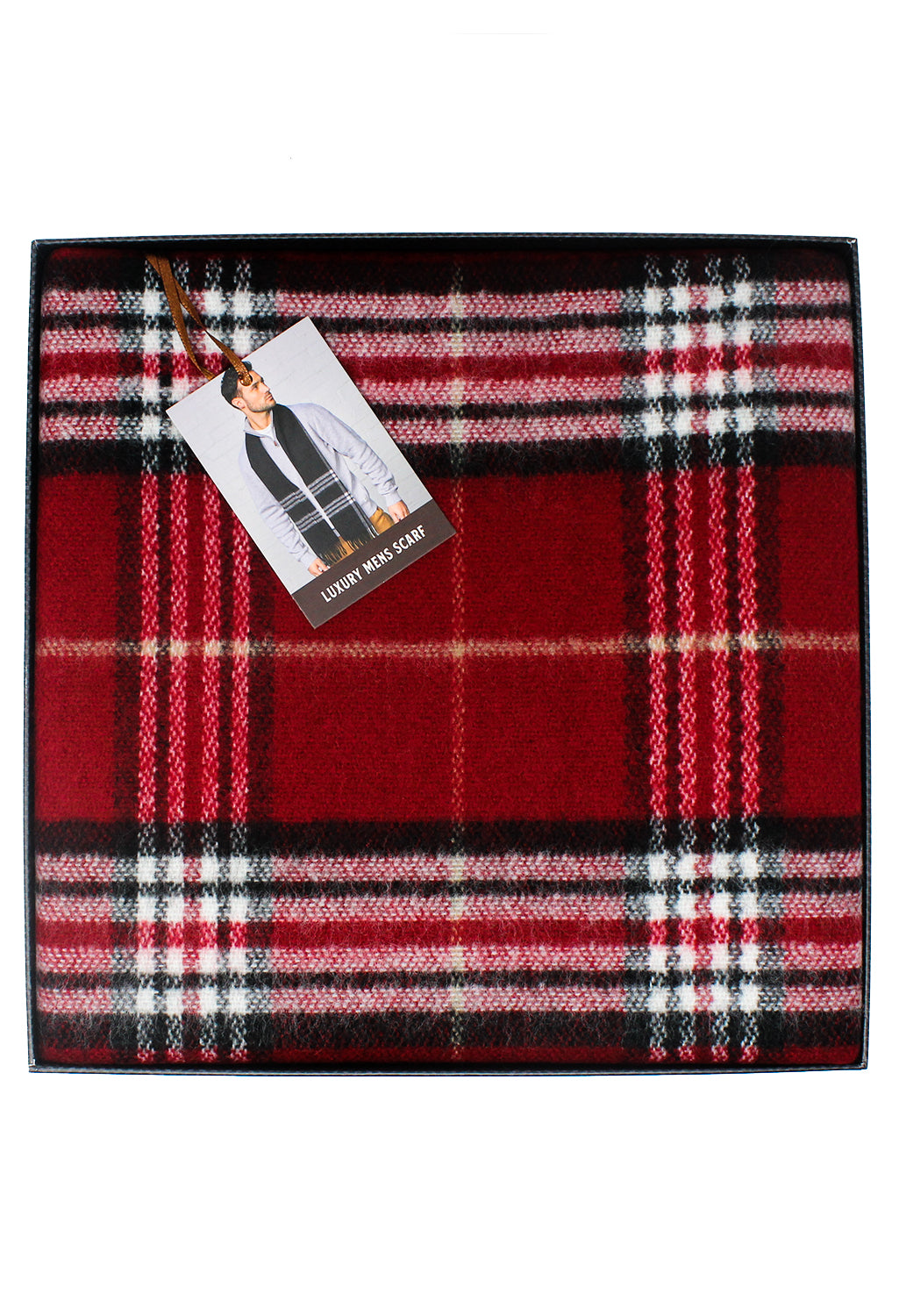 Men's Red Checked Scarf