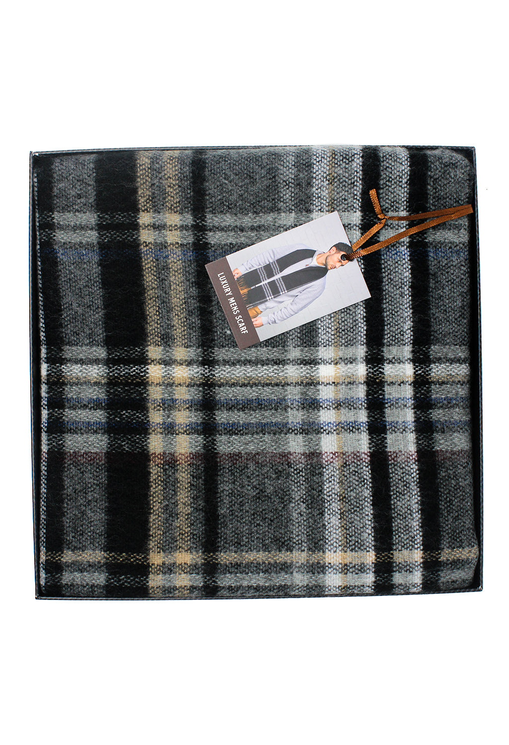 Men's Grey Checked Scarf