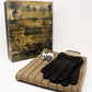 Men's Brown Leather Gloves and Scarf Set