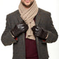 Men's Brown Leather Gloves and Scarf Set