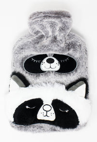 Raccoon Hot Water Bottle and Eye Mask Gift Set