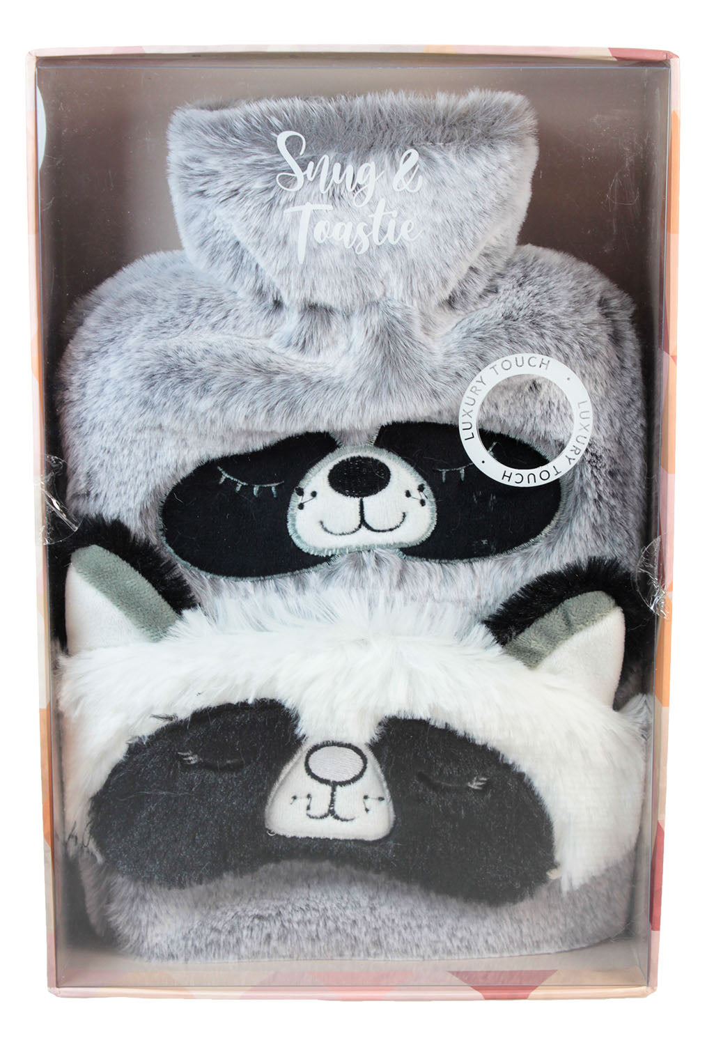 Raccoon Hot Water Bottle and Eye Mask Gift Set