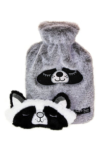 Raccoon Hot Water Bottle and Eye Mask Gift Set