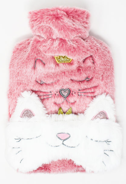 Kitty Hot Water Bottle and Eye Mask Gift Set