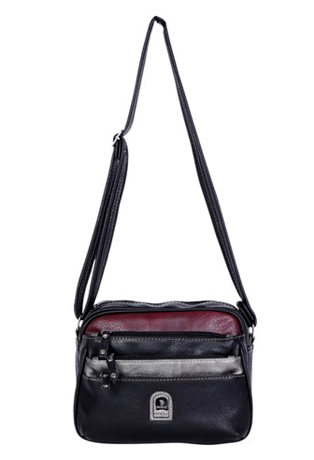 Black Crossbody Bag with Front Pockets-1