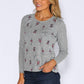 Light Grey Knit with Red Ballet Print