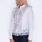 White Shirt with Lace Front and Checked Hem