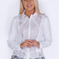 White Shirt with Lace Front and Checked Hem