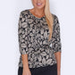 Bicalla Black and Sand Leaf Print Top