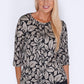 Bicalla Black and Sand Leaf Print Top