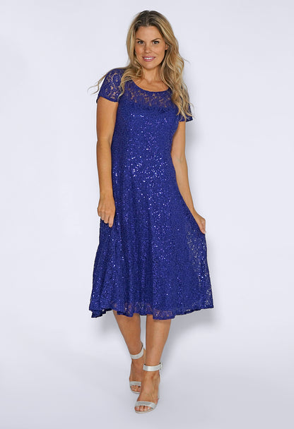 Iris Sequin Lace Midi Dress