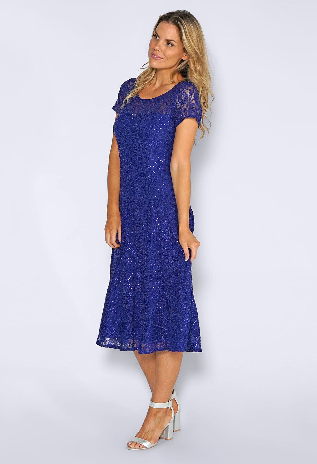 Iris Sequin Lace Midi Dress