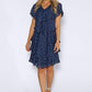 Navy Layered Dress with Silver Print