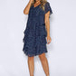 Navy Layered Dress with Silver Print