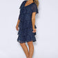 Navy Layered Dress with Silver Print