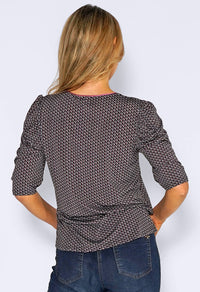 Grey Top with Mini Geometric Print