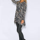 Black Abstract Zebra Print Long Top