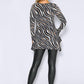 Black Abstract Zebra Print Long Top