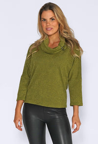 Green Rolled Neck Knit Jumper