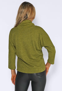 Green Rolled Neck Knit Jumper