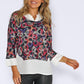 Fuchsia Ring Print Knit Jumper with White Shirt Details