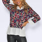 Fuchsia Ring Print Knit Jumper with White Shirt Details