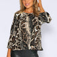 Brown Snake Print Top with Pleated Sleeves