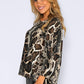 Brown Snake Print Top with Pleated Sleeves