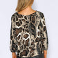 Brown Snake Print Top with Pleated Sleeves