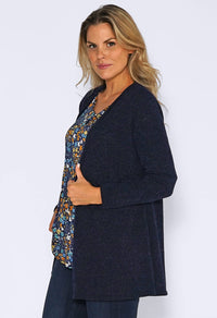 Navy Knit Open Cardigan