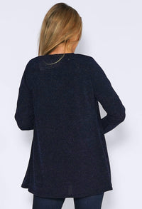 Navy Knit Open Cardigan