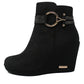 Black Microfibre Side Zip Ankle Wedge Boot