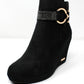 Black Microfibre Side Zip Ankle Wedge Boot