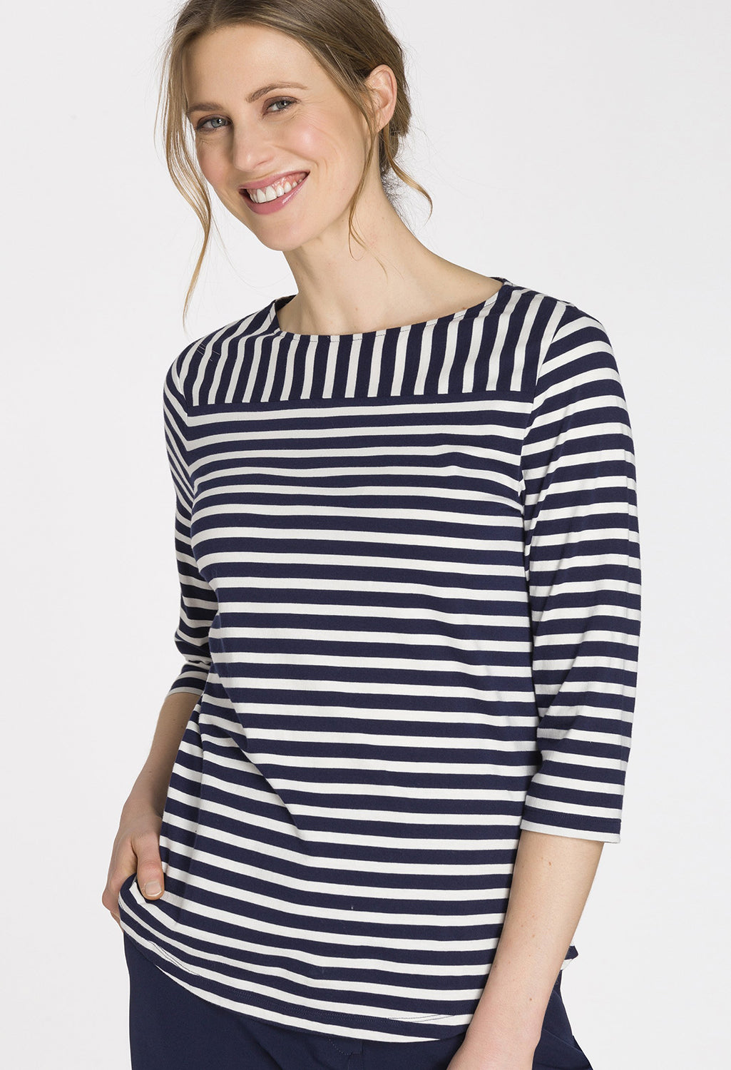 Round Hem Striped T-Shirt