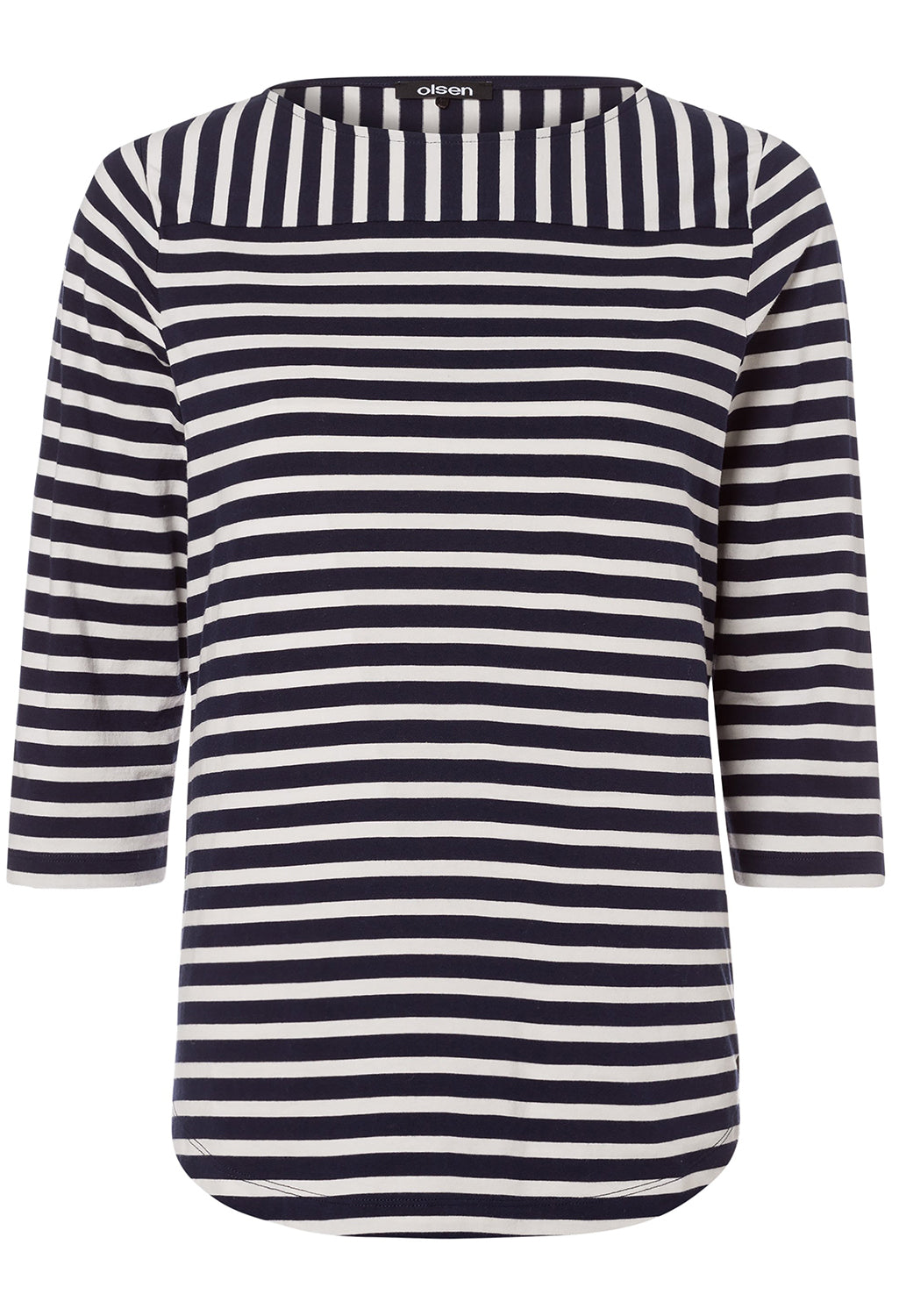 Round Hem Striped T-Shirt