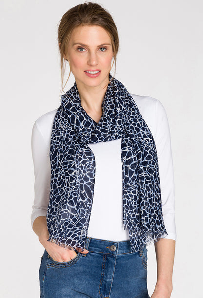 Navy Pebble Print Scarf