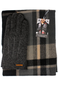 Men's Dark Grey Wool Gloves and Scarf Set