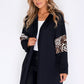 Zapara Black Coat with leopard Panelled Sleeve