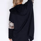 Zapara Black Coat with leopard Panelled Sleeve